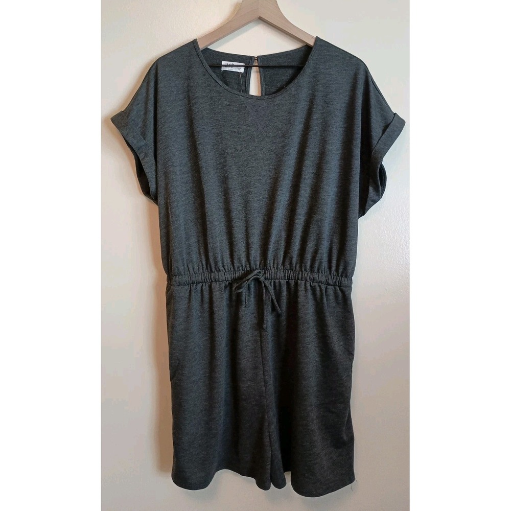 Maurices 24/7 Romper Womens XL Gray Knit Drawstring Waist Casual Soft Lounge NWT